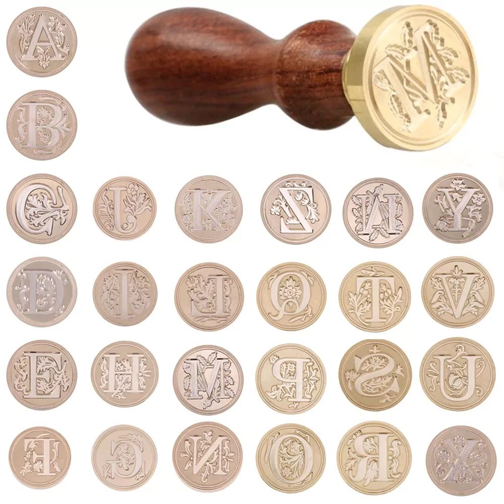 

Retro Wax Seal Stamp Vintage Craft Sealing Wax Seal Set Alphabet Letter Wood Stamp Kits Replace Copper Head Post Decor Techo