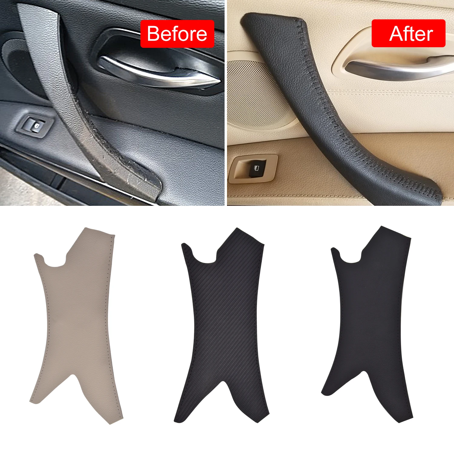 

ABS Carbon Fiber Interior Door Handle Pull Protective Cover For BMW 3 Series E90 E91 E93 2005-12 Car Interior Accesorios