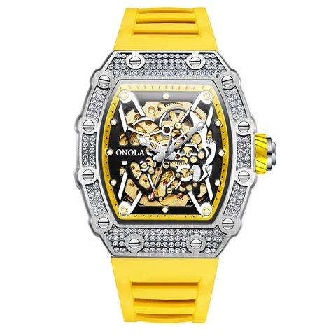 Новинка 2022, мужские часы с бриллиантами от бренда ONOLA, Роскошные автоматические механические модные часы, мужские часы waterbad Montres для мужчин