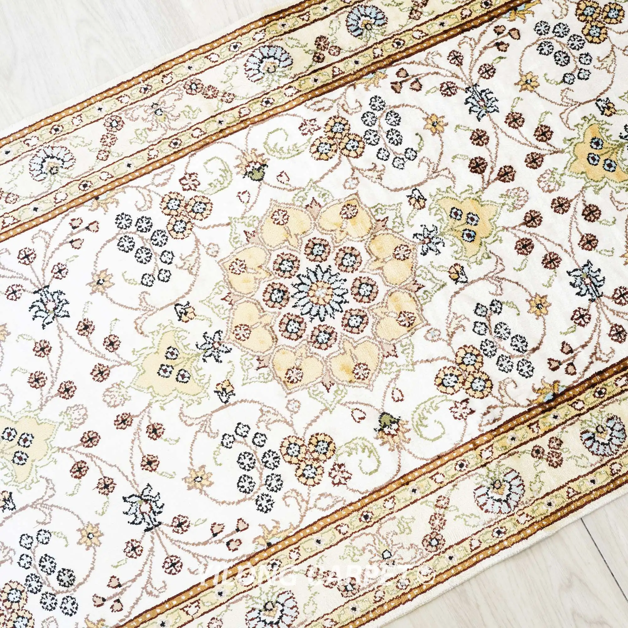 2 5 'x 12' шелковые Коврики ручной работы для прихожей белая фотография