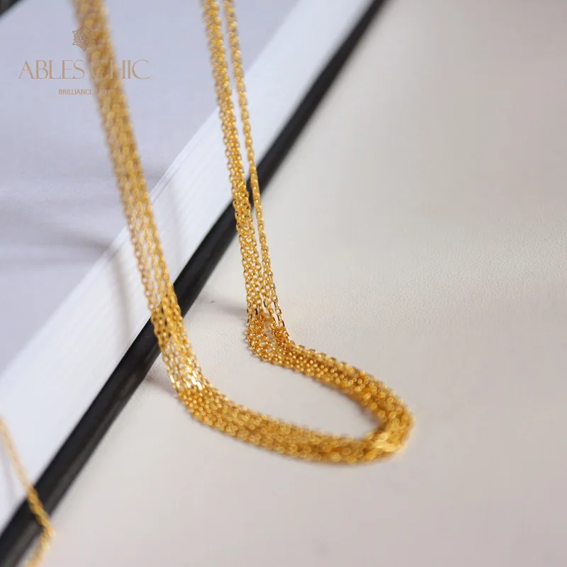 

18K Gold Tone Solid Sterling Silver Cable Chain 45/50cm 18/20" L1S2N31135