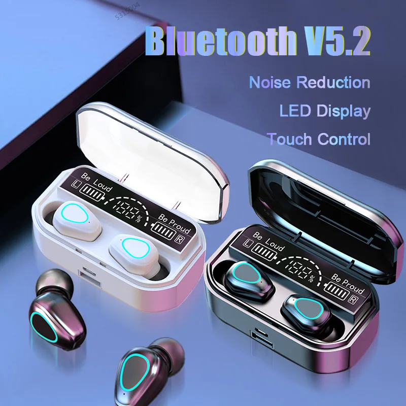 TWS Bluetooth 5.2 kulaklık 3500mAh şarj kutusu kablosuz kulaklıklar 9D Stereo su geçirmez dokunmatik kontrol gürültü önleyici kulaklık