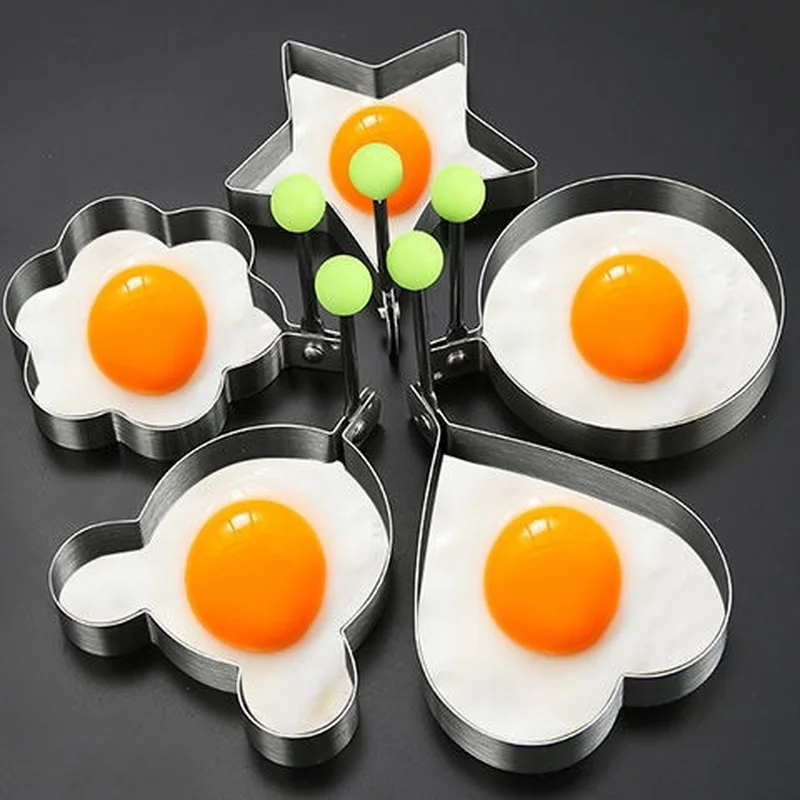 

1PC Kitchen Gadgets Creative Stainless Steel Egg Pancake Ring Heart-shaped Model Omelet Ring Fried Egg Steamed Purse Grinder