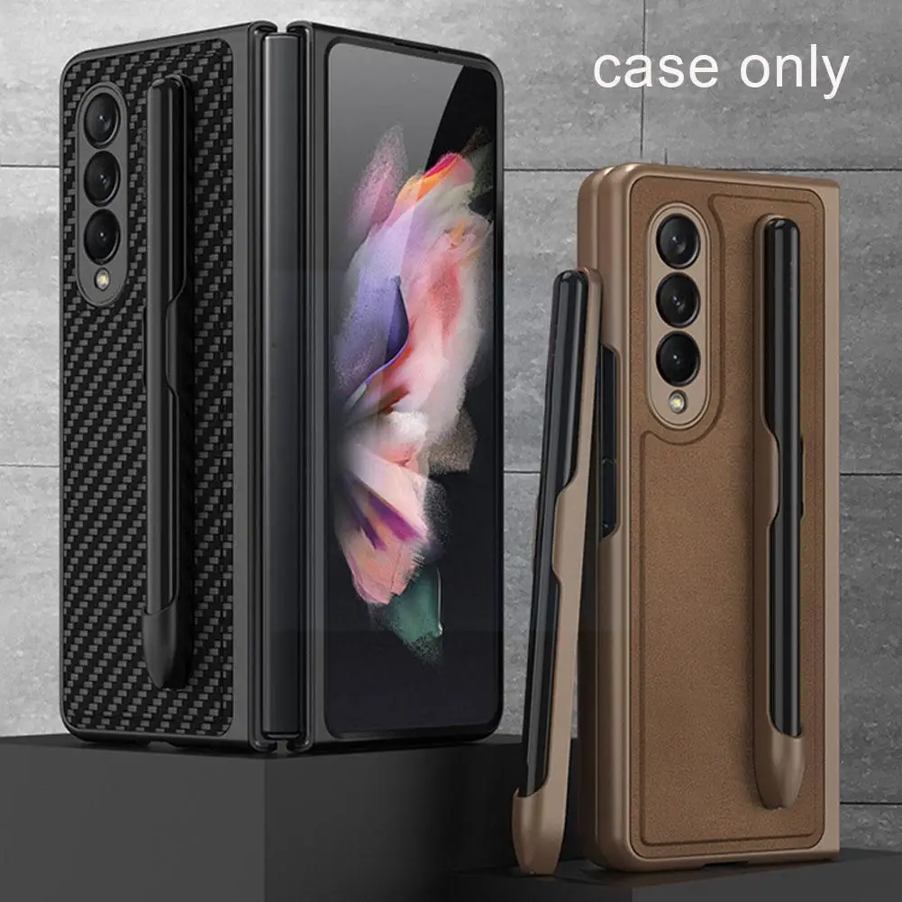 

Ультратонкий чехол для мобильного телефона Z Fold 3/w22 из гладкой кожи со съемным слотом для ручки U9w4