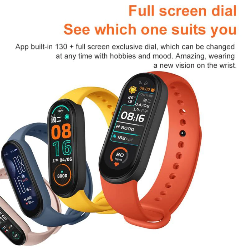 Смарт-браслет Xiaomi Mi Band 6 фитнес-трекер с AMOLED экраном 1 56 дюйма пульсометром Bluetooth