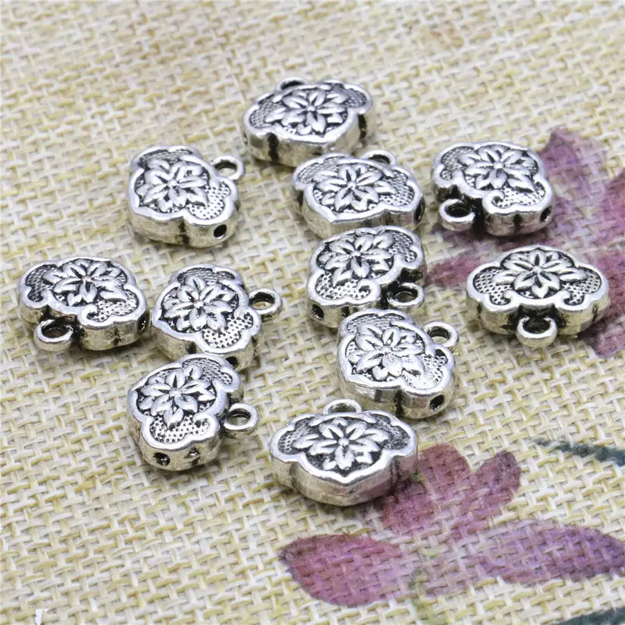 

5PCS Pendant Accessory 3Hole Women Girls Gifts Crafts Copper Finding Longevity Lucky Lock Shape Parts Girl Jewelry Making 13mm