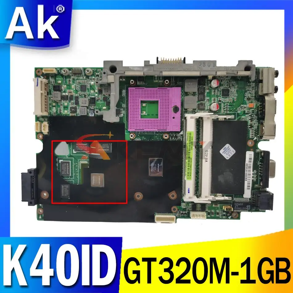 

K40ID Original Mainboard for ASUS K50ID K50IE K40IE with GT320M-1GB Laptop Motherboard Mainboard