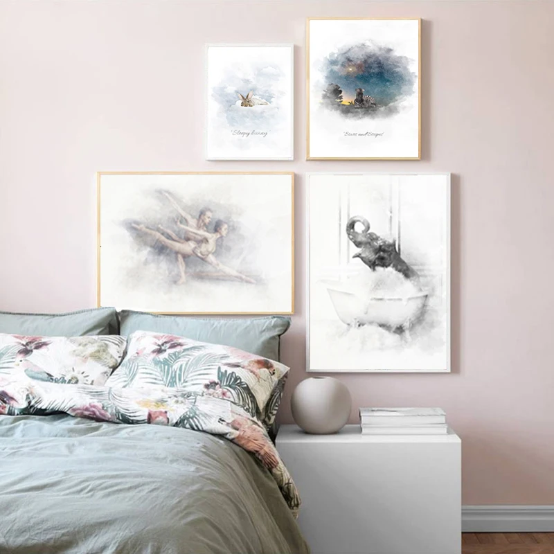 Абстрактная Настенная картина со львом зеброй воздушным шаром фантазийный