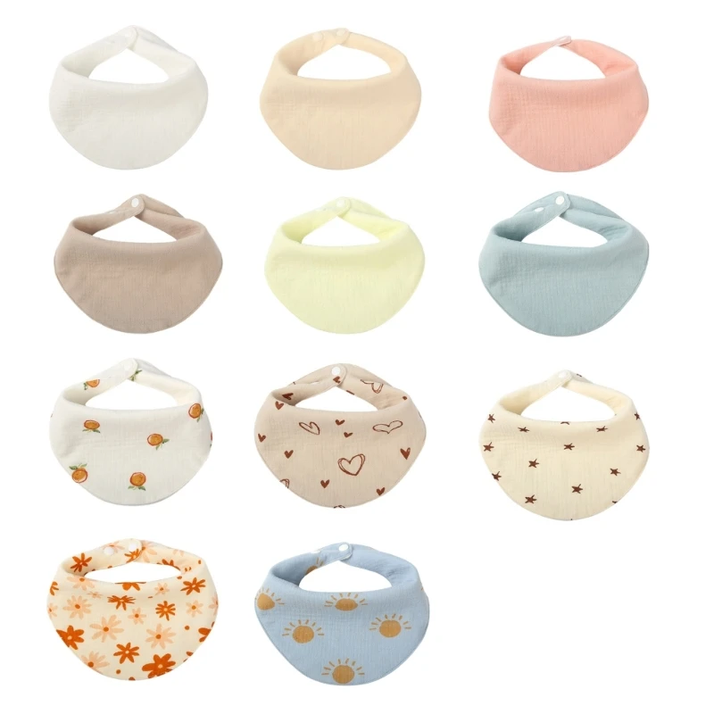 

11 Colors Baby Muslin Scarf Bib Adjustable Baby Bib for Boys and Girls Multipurpose Scarf Bib for Teething and Drooling