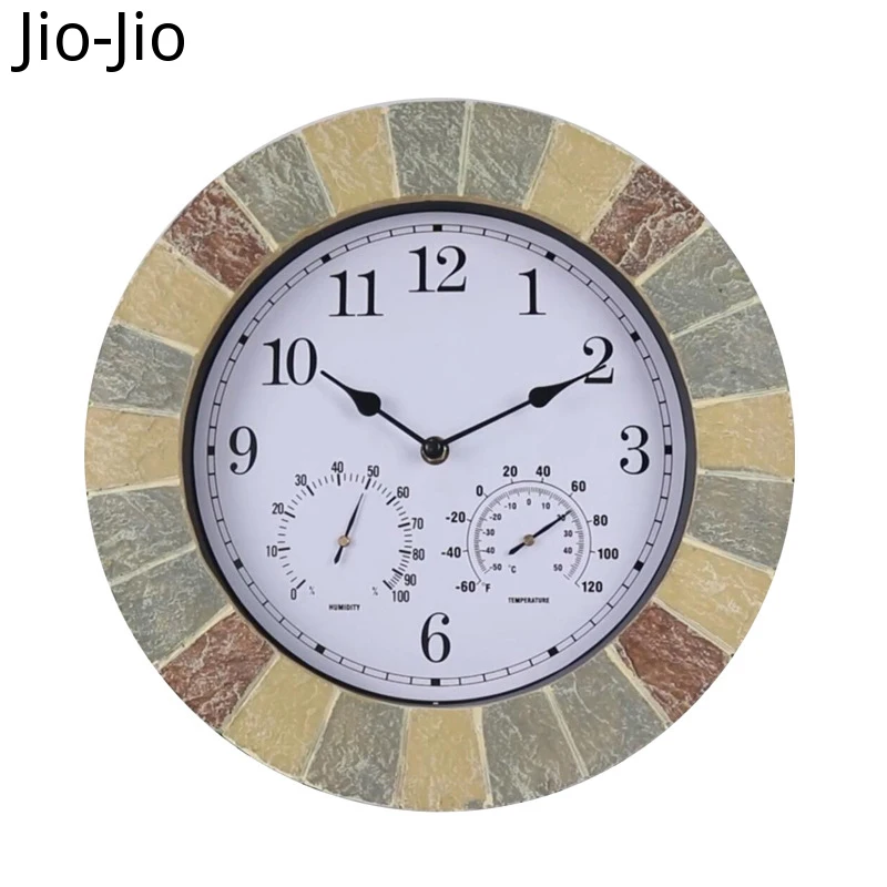 

Retro Large Wall Clock Vintage Clocks Home Decor Silent Wall Watch Luxury Creative Living Room with Temperature Moisture Meter