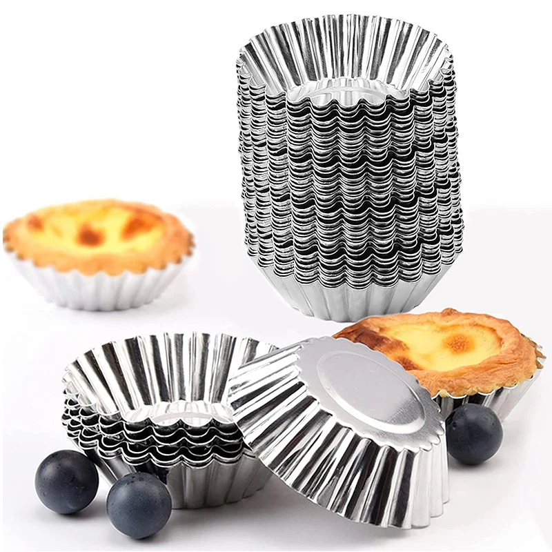

20pcs Reusable Aluminum Alloy Cupcake Egg Tart Mold Cookie Pudding Mould Nonstick Cake Egg Baking Mold Pastry Tools
