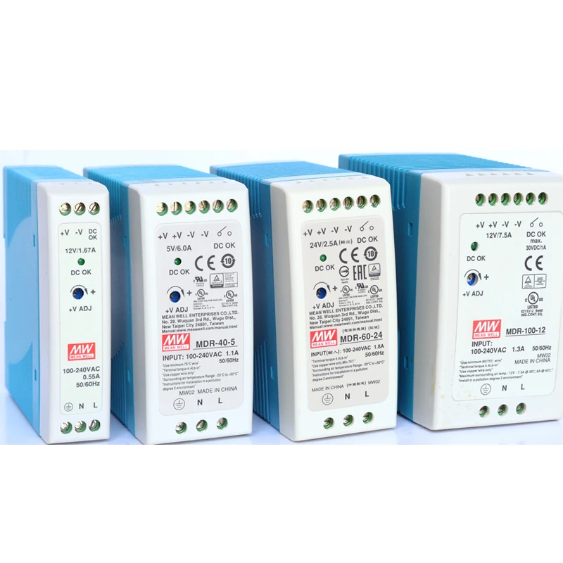 MEAN WELL MDR-10 20 40 60 100 - 5 12 15 24 48 meanwell MDR -10 -20 -40 -60 -100 Вт В Выход Промышленная DIN-рейка