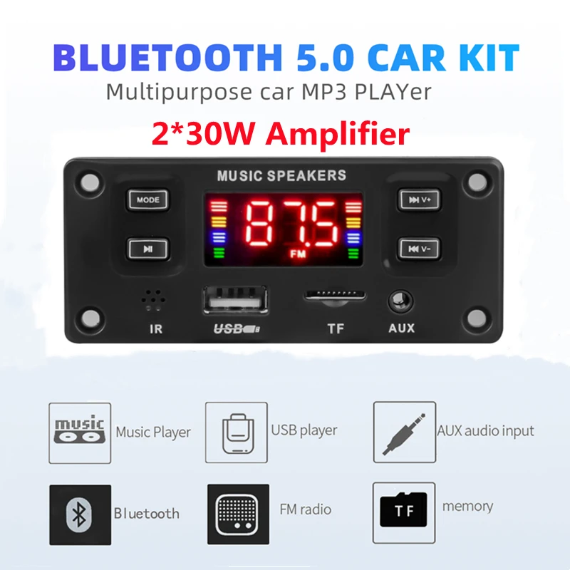 2*30 Вт усилитель постоянного тока 7 в-22 в MP3 декодер плата 60 Bluetooth 5 0 12 музыкальный