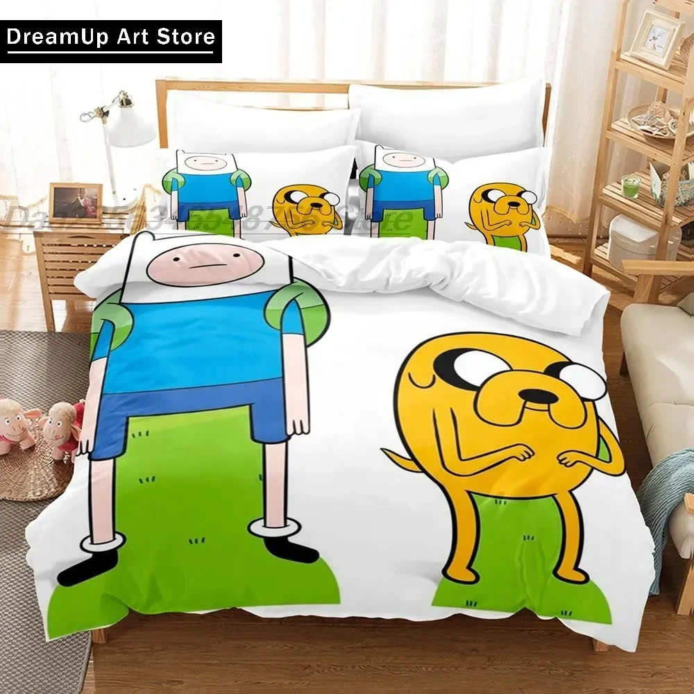 Фото Adventure Time Finn Jake The Dog Face Комплект постельного белья пододеяльник покрывало с наволочкой Twin Single Queen King Size для мальчиков и взрослых №5