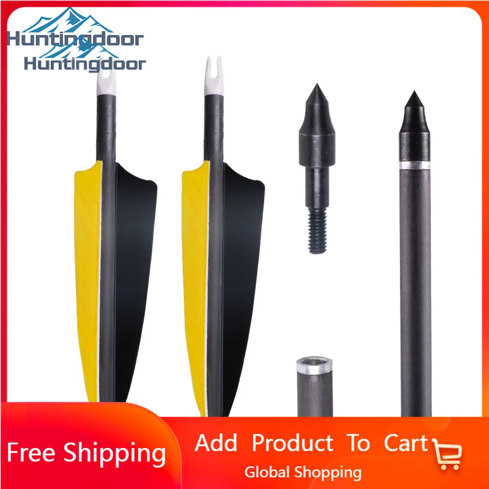 

2019 Archery Target Carbon Arrows4" Shield Turkey Feather Fletching with nocks For Recurve Bow Hunting Archery shooting bow