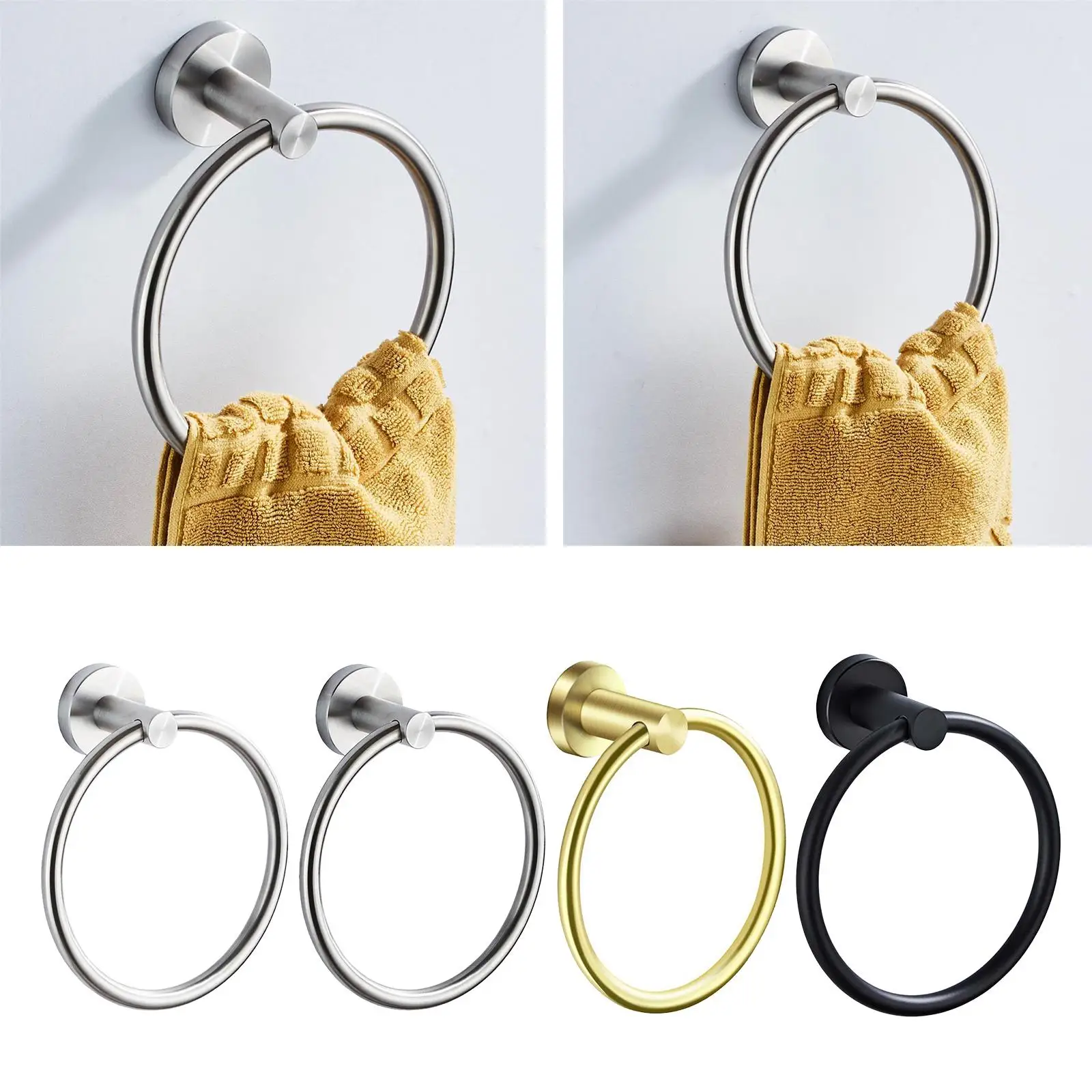 

Bathroom Towel Rings Hanger Stainless Steel Wall Mount Hand Towel Holder