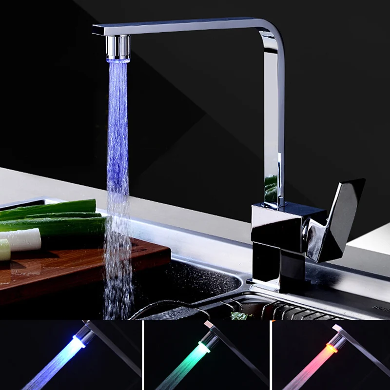 LED Temperature Sensitive 3-Color Light-up Faucet Kitchen Bathroom 7 Colors Glow Water Saving Aerator Tap Nozzle Shower