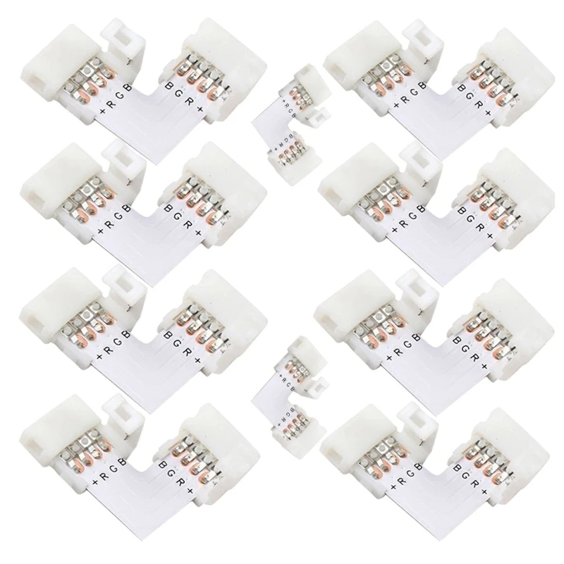 

10mm 4 Pin L Shape Led Rgb Connector for Connecting Corner Right Angle 10mm 5050 2835/3528 RGB LED Strip Light