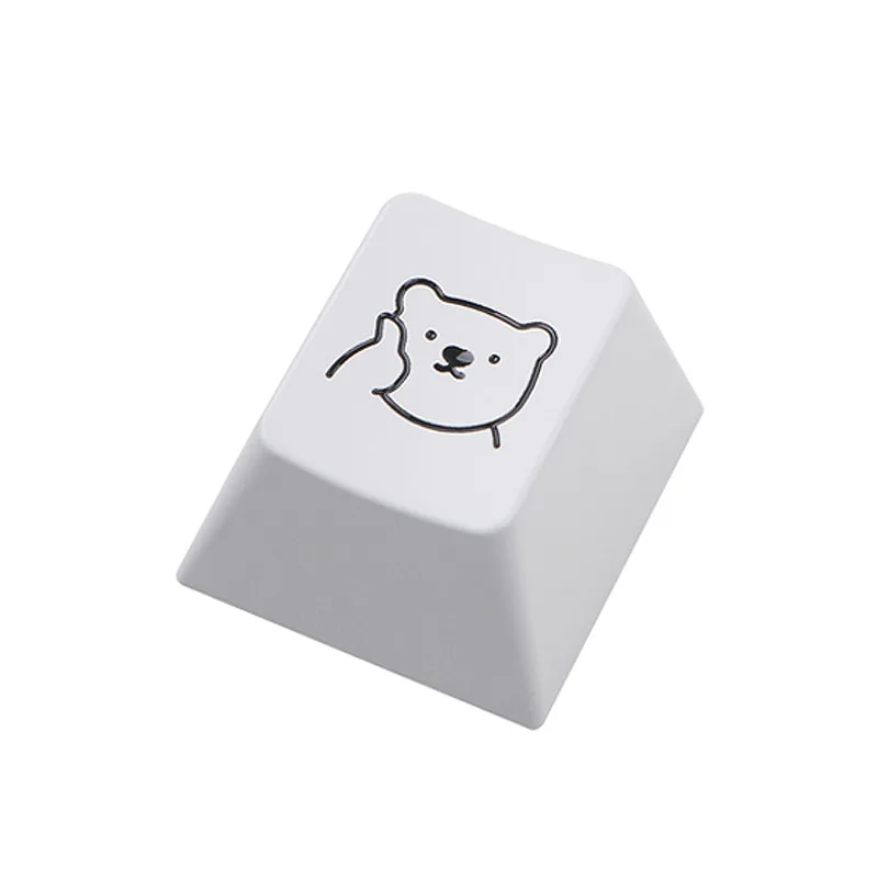 Cute Litte Bear Artisan Keycap ESC Enter CNC Anodized Aluminum Compatible Cherry MX Switch Cherry Profile White Dispensing Tech
