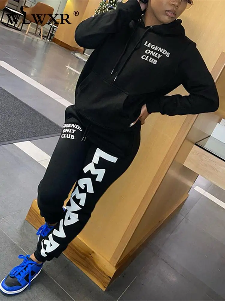 

WLWXR осенние уличные мешковатые брюки с принтом букв для женщин 2022 черные брюки с завышенной талией и шнуровкой, женские брюки с карманами