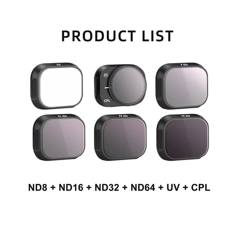 Набор фильтров из алюминиевого сплава для камеры DJI Mini 3 Pro оптический стеклянный объектив Mcuv Cpl ND8 ND16 ND32 ND64 Фильтры Аксессуары
