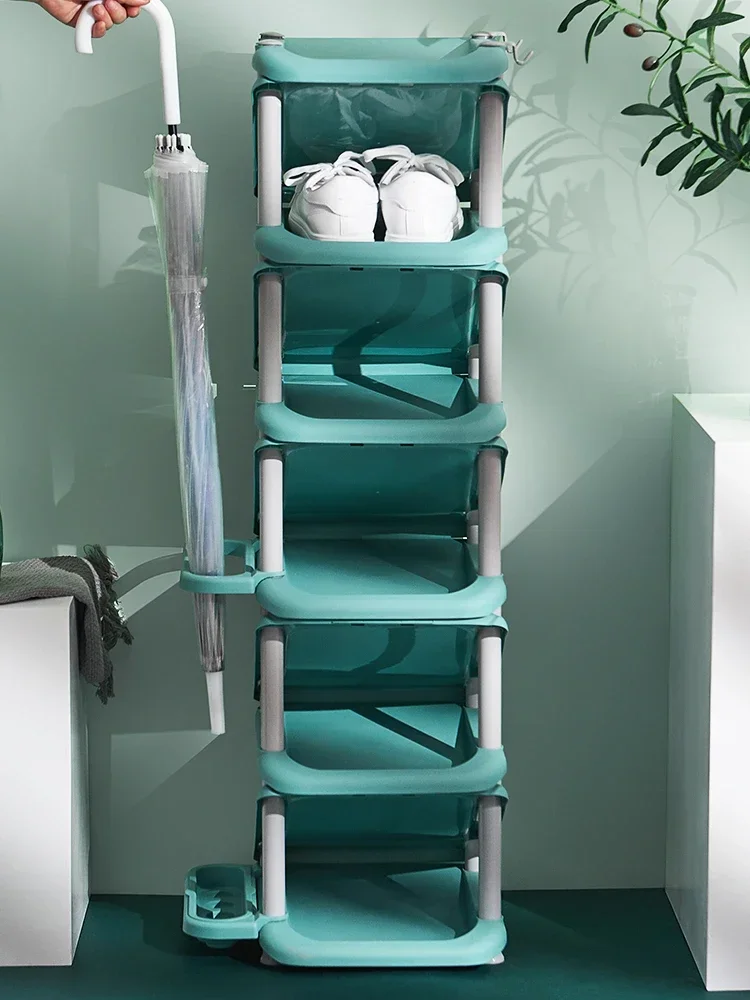 Маленький и узкий домашний многоуровневый компактный шкаф для обуви пластиковый