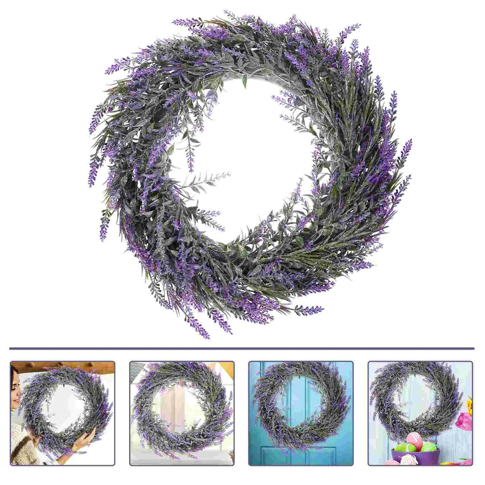 

Wreath Lavender Door Flower Artificial Wreaths Garland Front Floral Spring Fake Flowers Hanging Welcome Sign Ring Farmhouse