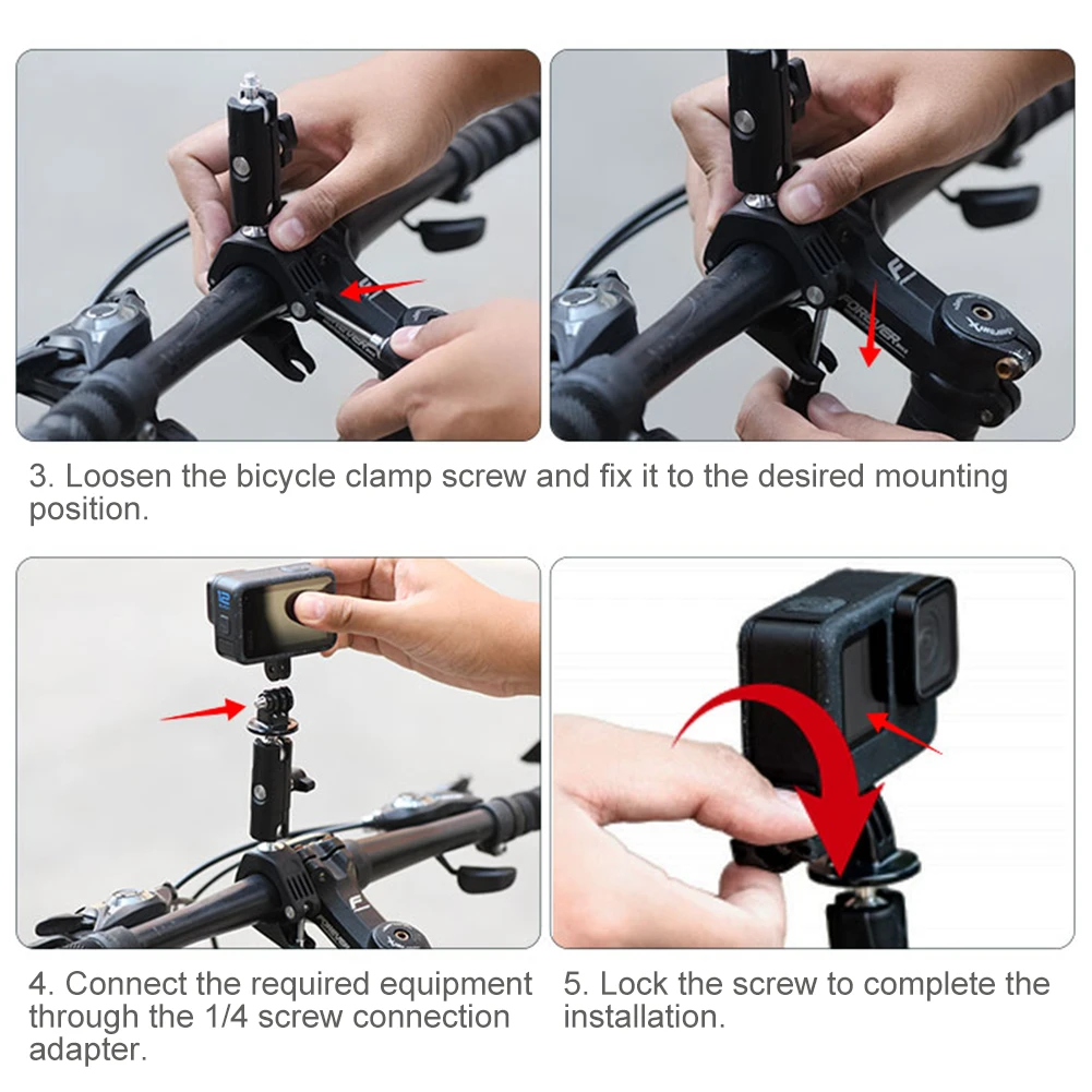 Super Clamp for Insta360 Ace/Ace Pro Camera Mount Ball Joint Tube Roll Bar Holder Clip with Ballhead X4/X3