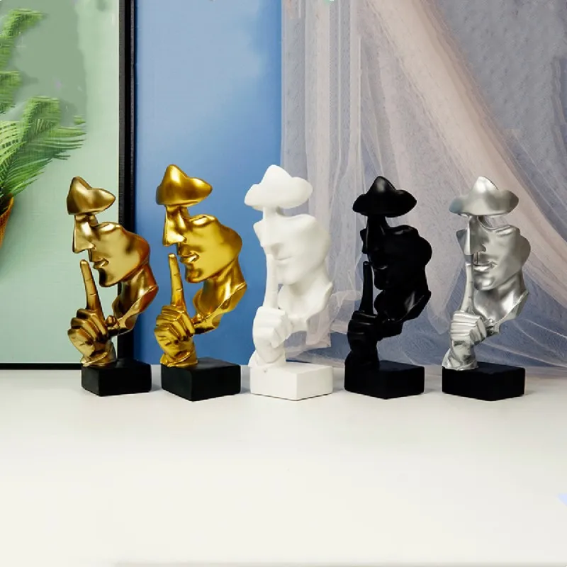 

Современная беззвучная Золотая абстрактная скульптура, статуэтки из смолы, поделки для дома, входа, офиса, настольное украшение, декор для комнаты