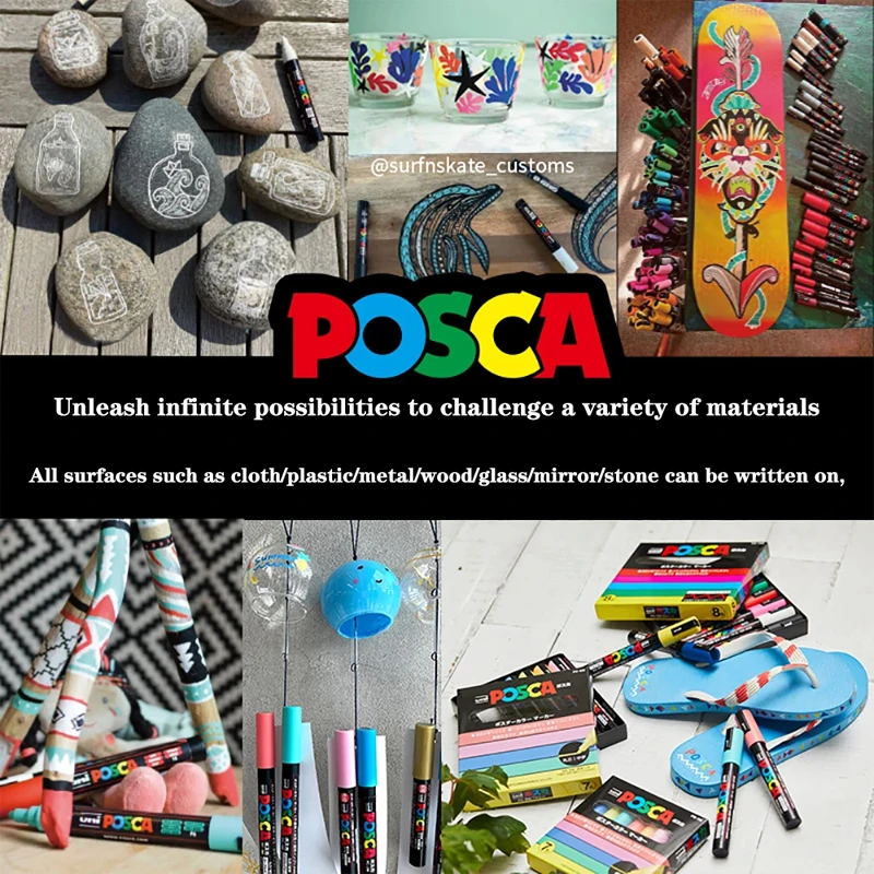 Фото Набор цветных маркеров Uni Posca, полный наконечник, размер, перманентные граффити, профессиональные ручки для рисования, принадлежности для художников, вещи для рукоделия, дети №4