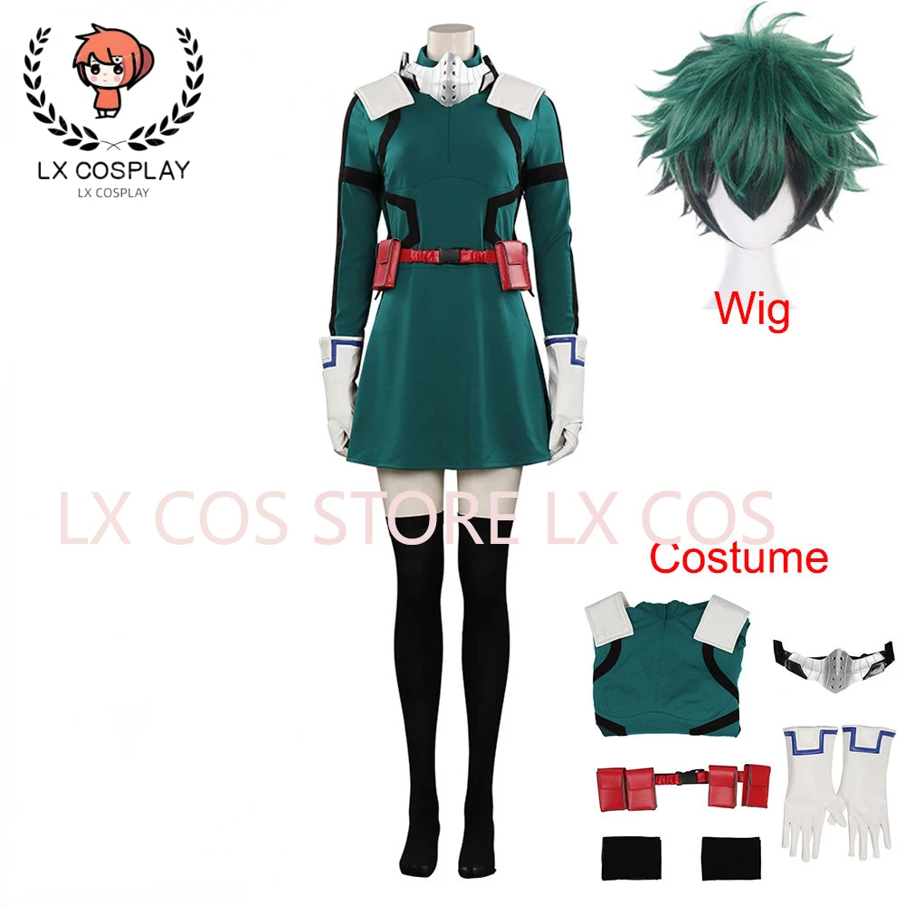 Аниме Midoriya Izuku Косплей Костюм Женское Платье Одежда Хэллоуин Карнавал Парик