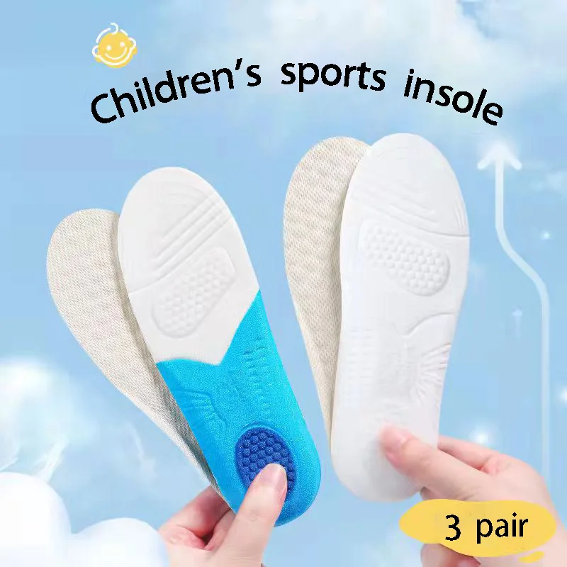 3 Pairs Kids Memory Foam Insoles Children Orthopedic Breathable Flat Foot Arch Support Insert Sport Shoes Running Pads Care Tool