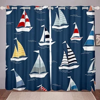 sailboat window drapes nautical decor curtains sea adventure window curtains for bedroom living room for kids boys girls teens