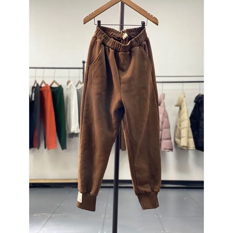 2022 New Arrival Winter Women All-matched Cotton Patchwork Ankle-length Pants Casual Loose Elastic Waist Harem Pants P716