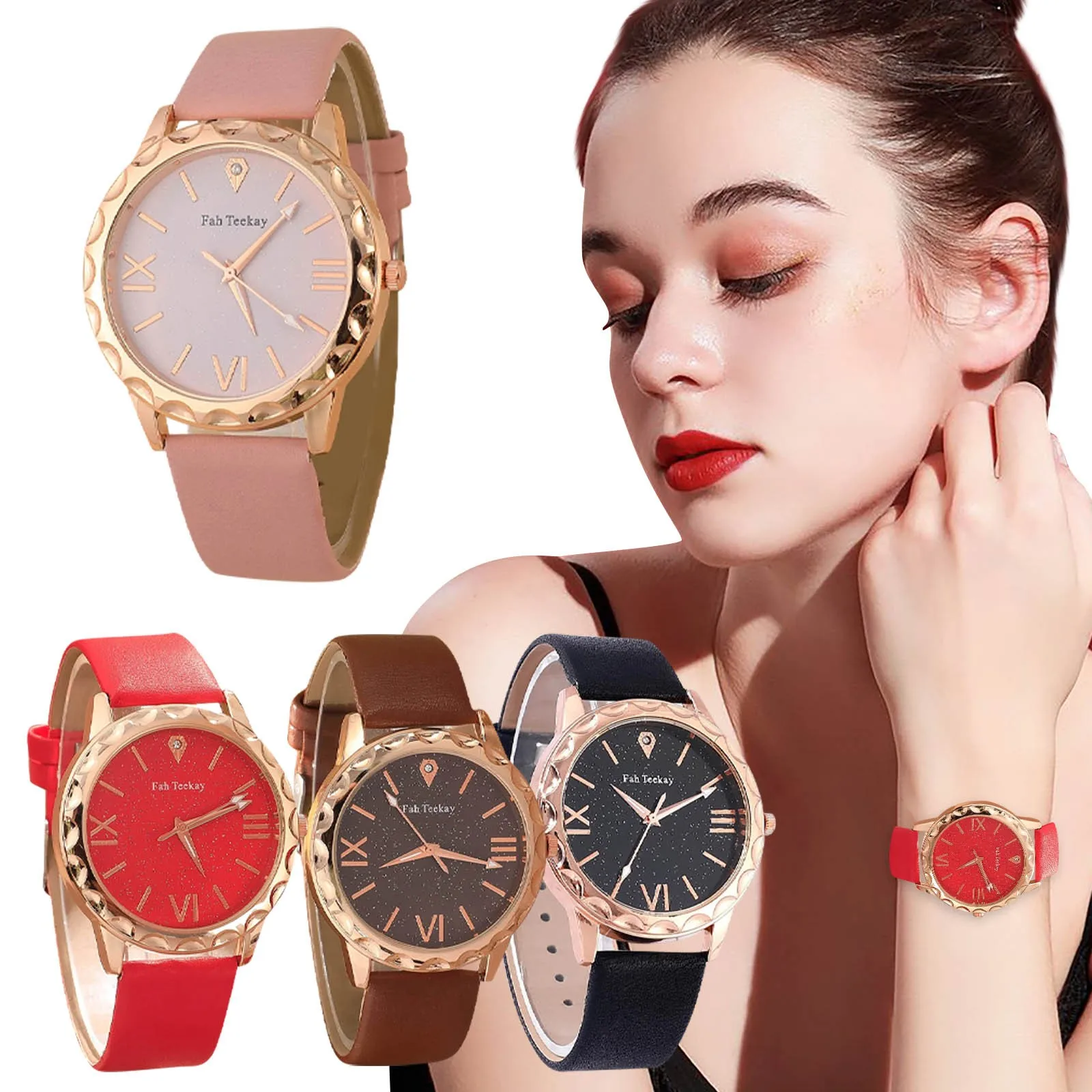 

Ladies Rose Gold Quartz Watch Female Belt Watch Fashion Korean Rhinestone Ladies Business Watch Rose Gold Watch Women ساعة رياضي