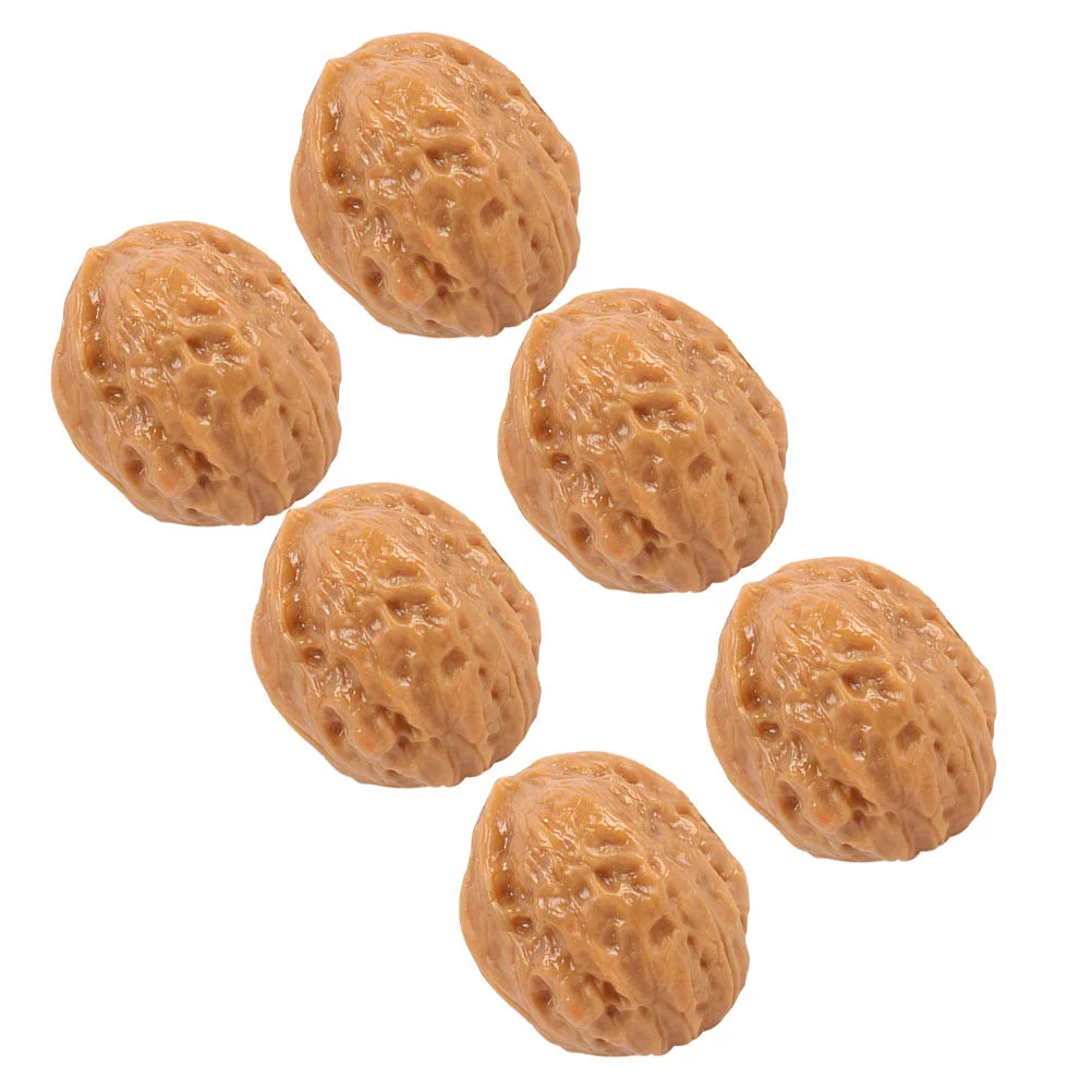 

6 Pcs Food Artificial Nuts Decoration Light House Decorations For Homeations Faux Model Pvc Walnut Models