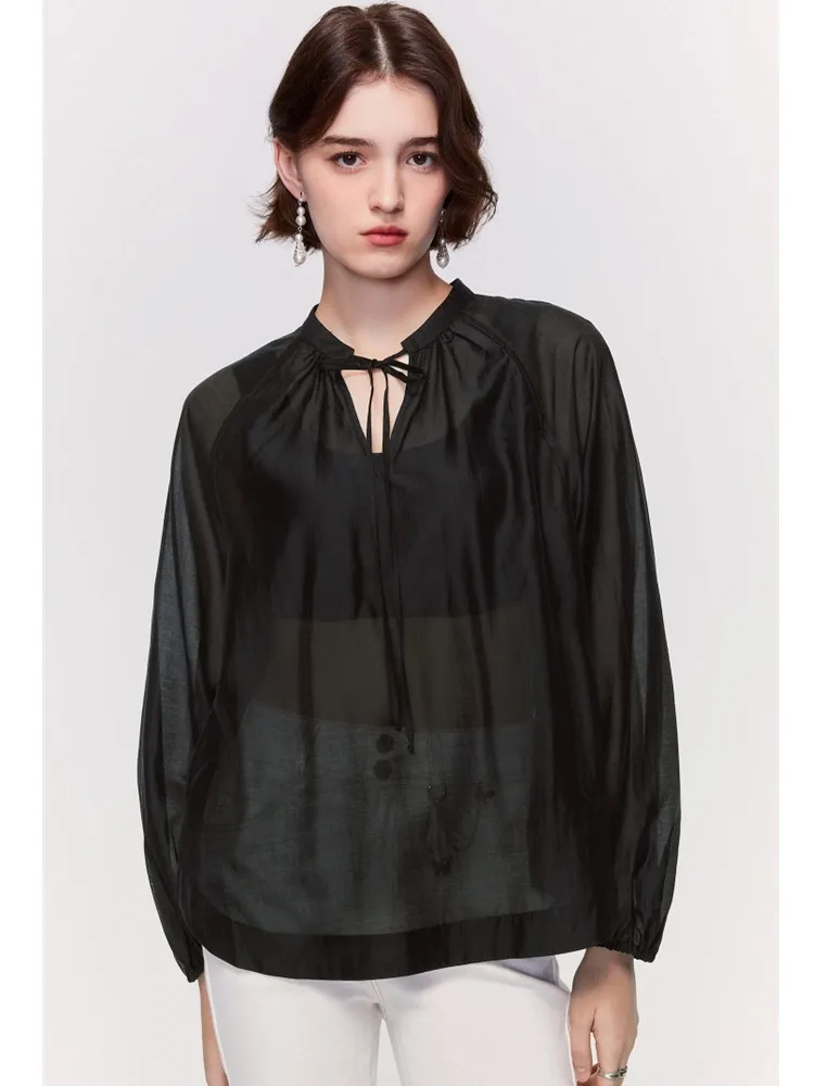 

Блузка женская из вискозы, с V-образным вырезом и длинным рукавом