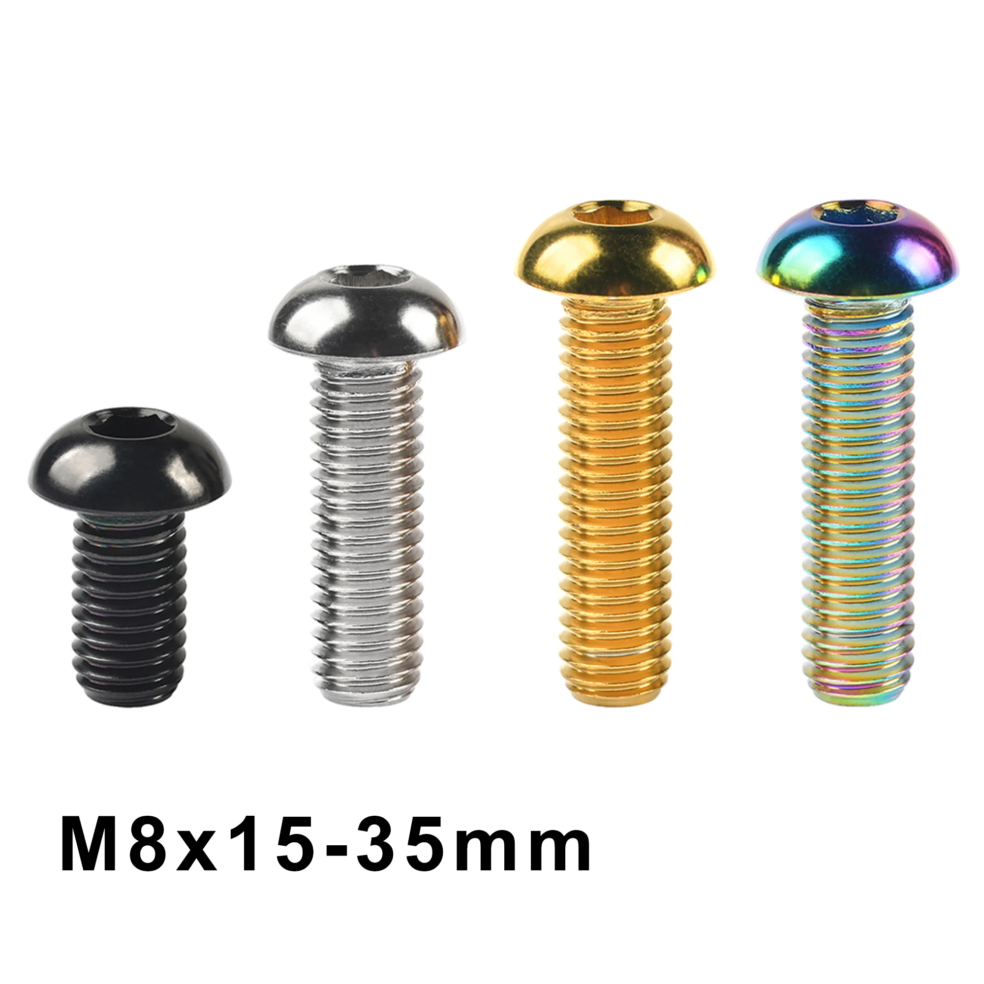 Титановые болты Weiqijie M8x15, 20, 25, 30, 35 мм, полукруглые шестигранные винты для крепления велосипедов, мотоциклов