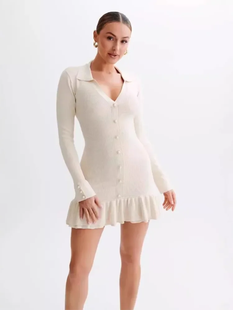 Вязаные мини-платья с рюшами и бантом женский летний контрастный кардиган