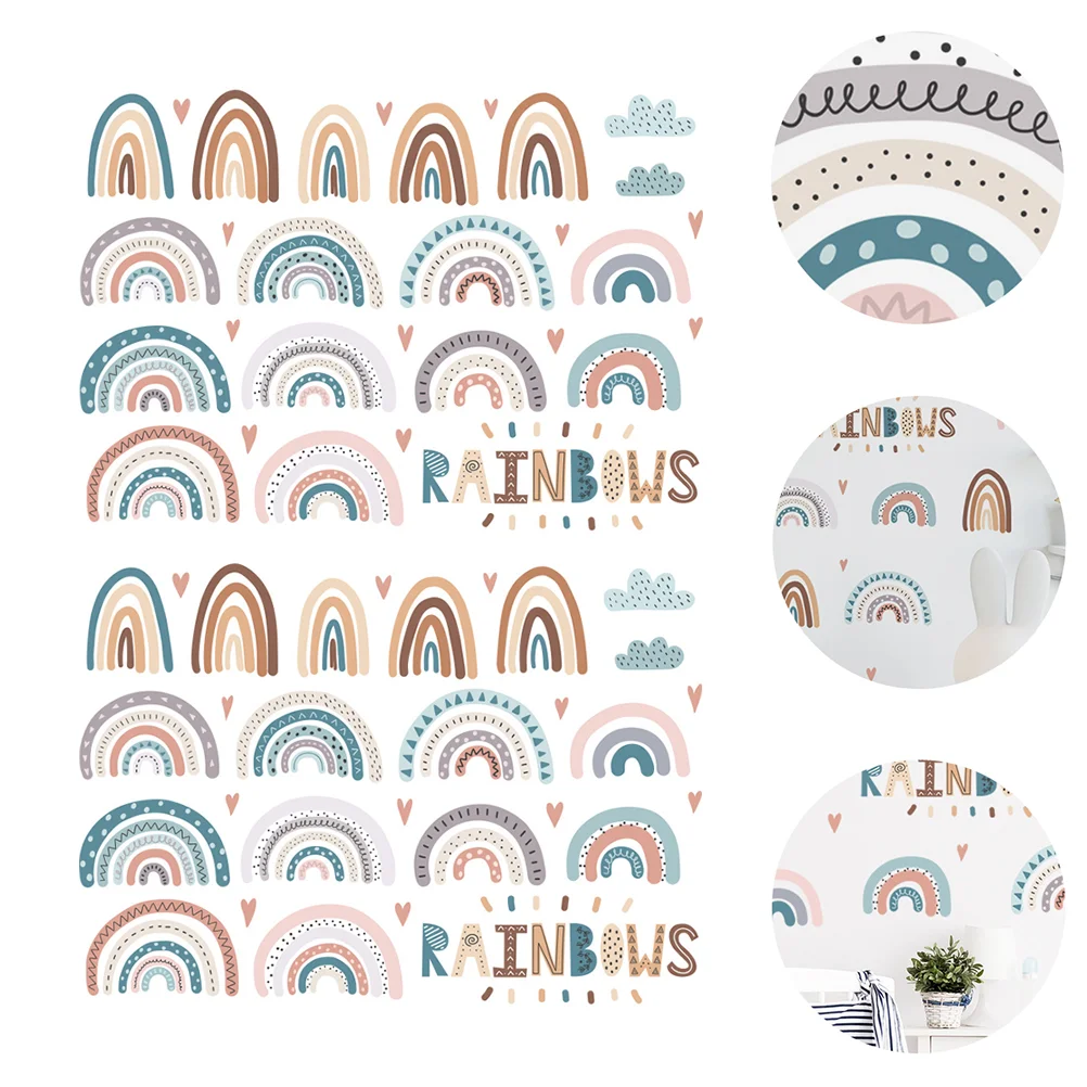 

2 Sets Rainbow Wall Decals Cloud Wall Stickers for Nursery Kids Bedroom Playroom Classroom Wall Decor