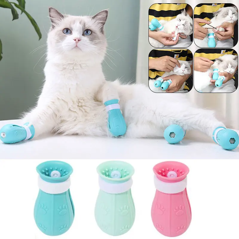

Silicone Cat Foot Cover Beauty Supplies Bath Anti-scratch Shoes Adjustable Boots Bath Washing Claw Claw Cover Protective Cover