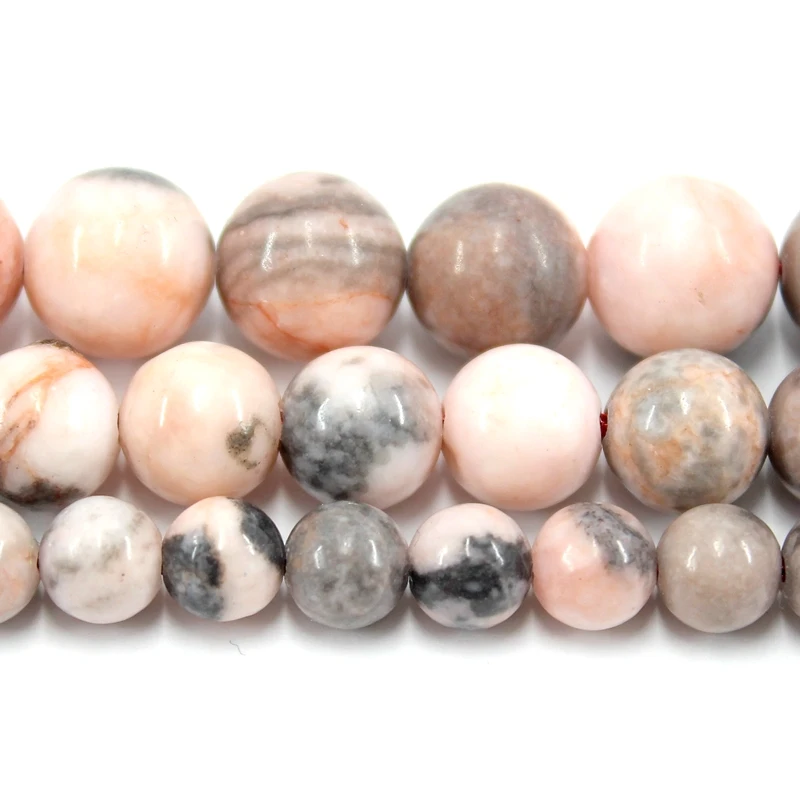 

Natural Smooth Pink Zebra 4 6 8 10 12MM Round Loose Strand Stone Beads For Jewelry Making Bracelet Necklace Earrings Accessories