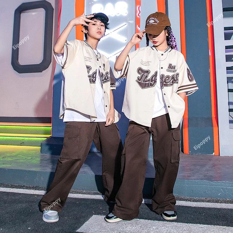 Свободная бейсбольная куртка для девочек в стиле хип-хоп штаны-карго уличная