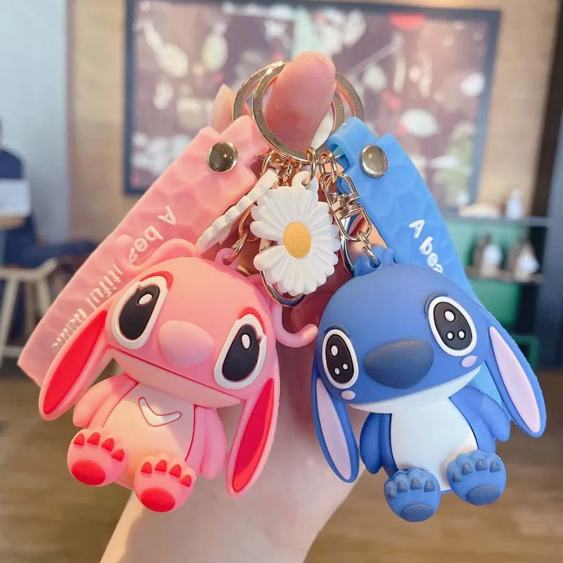 

Disney Interstellar Baby Keychain Stitch Angel Doll Cartoon Lilo & Stitch Cute Keyring Couple Bag Ornament Key Chain Car Pendant