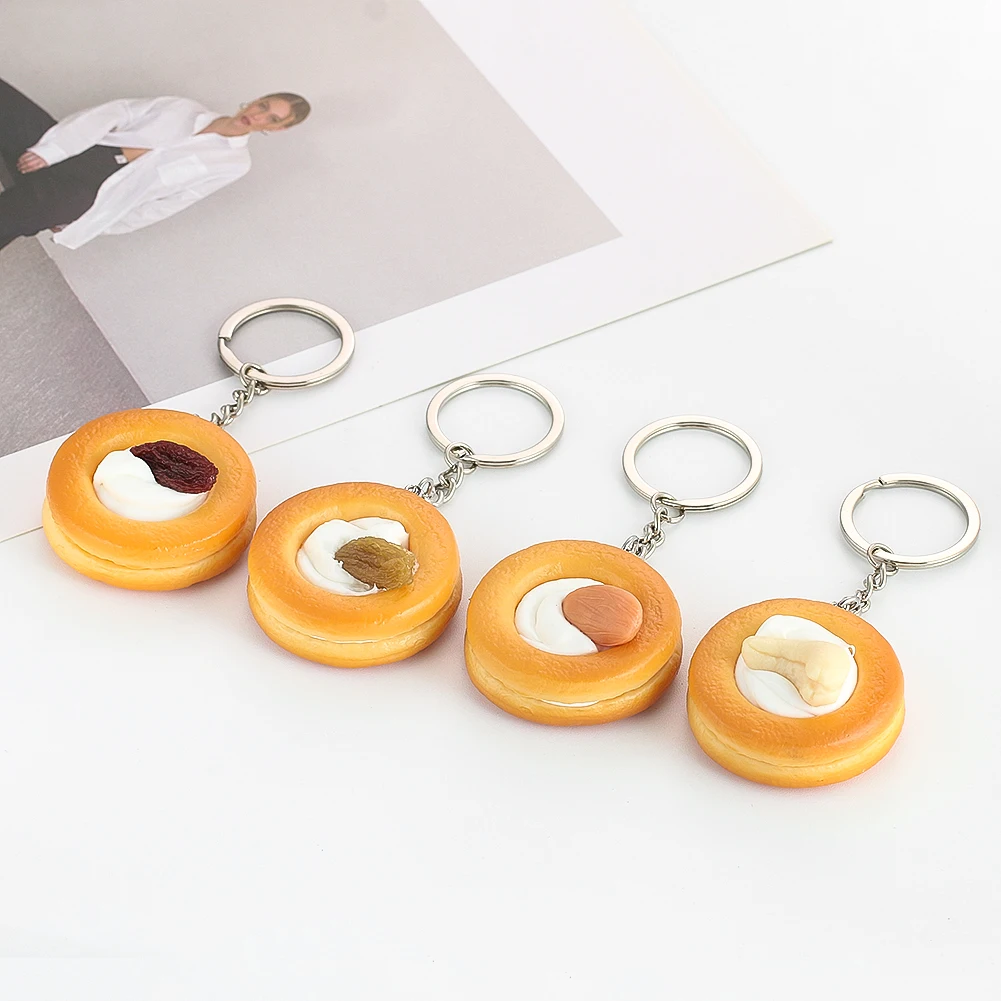 

Funny Emulation Biscuits Cookies Cream Cashew Raisin Almonds Nut Snacks PVC Keychain Pastry Charm Wallet Pendant Dangle Jewelry