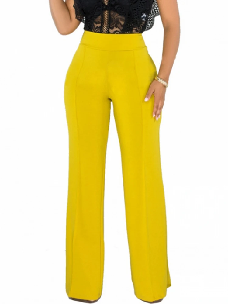 

Straight Pants For Women High Waist Fashion Solid Trouser 2022 Spring Autumn New Solid Elegant Office Lady Wear Long Pants Mujer