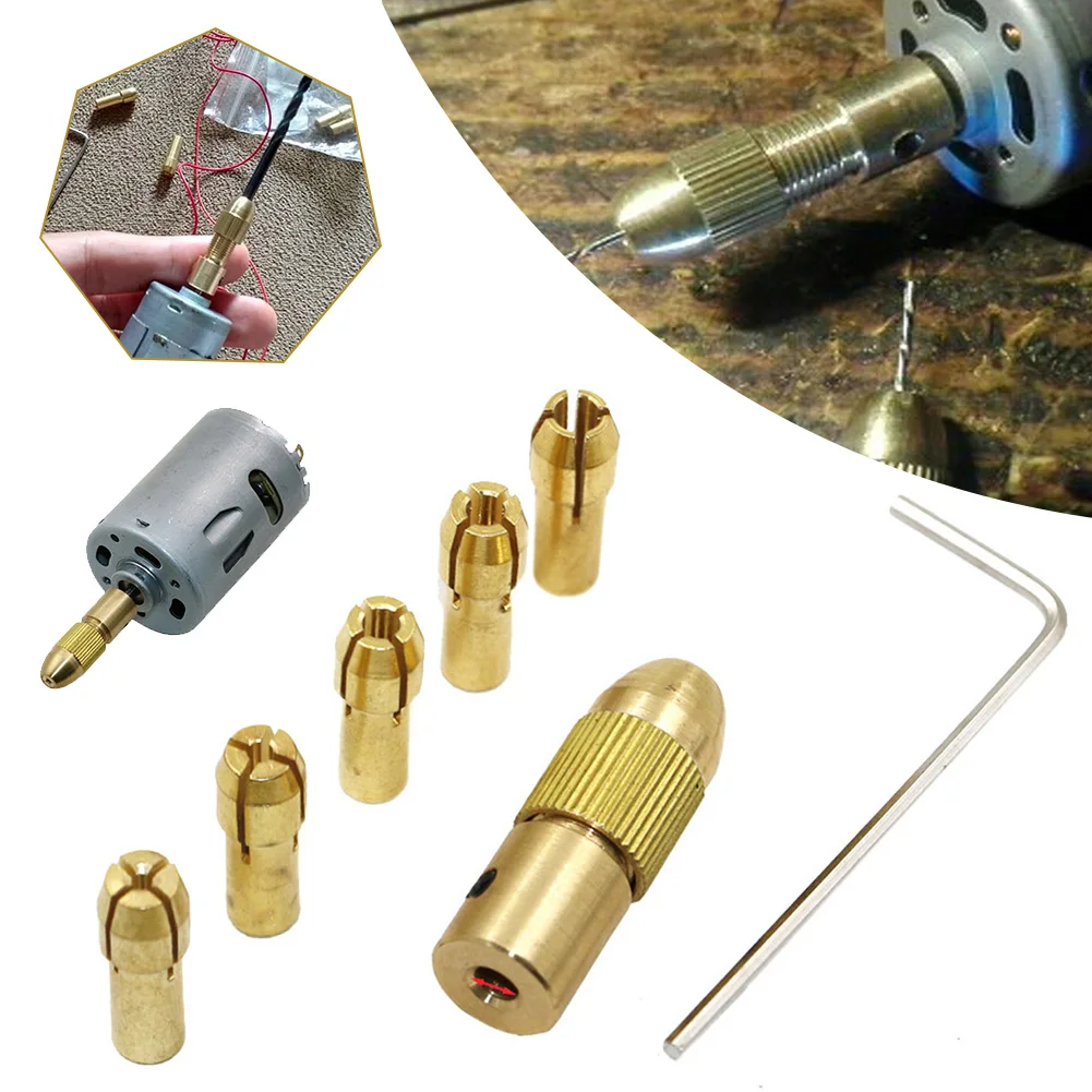 

7pcs 0.5-3mm Mini Drill Chucks Brass Drill Chunk Adapter Collet Micro Twist Drill Chuck Set for Electric Motor