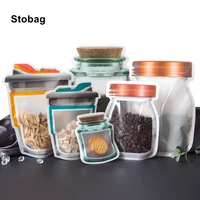 stobag 50pcs mason jar food bags keep fresh freezer sealed ziplock storage small cute portable biscuit snack packaging pouches