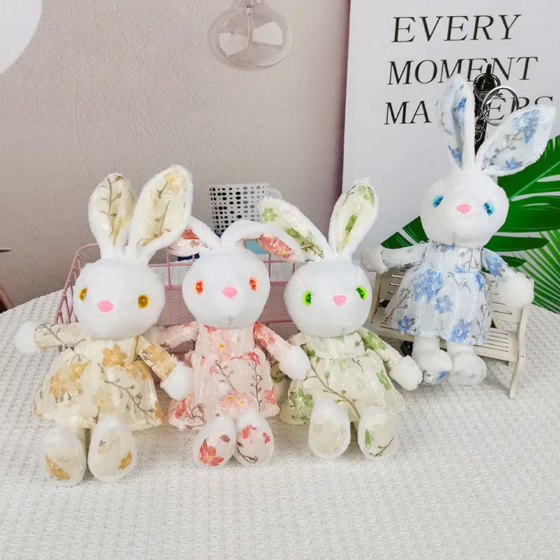 

new popular exquisite cute gauze skirt Rabbit doll plush pendant keychain creative zodiac rabbit soft bag decorate birthday gift