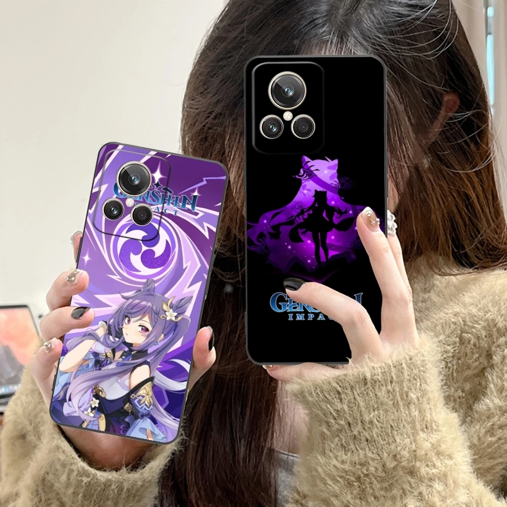 Genshin Impact Keqing мобильный телефон для Realme GT 2 9i 8i 7i Pro X50 X2 C35 C21 C20 C11 C3 черный мягкий